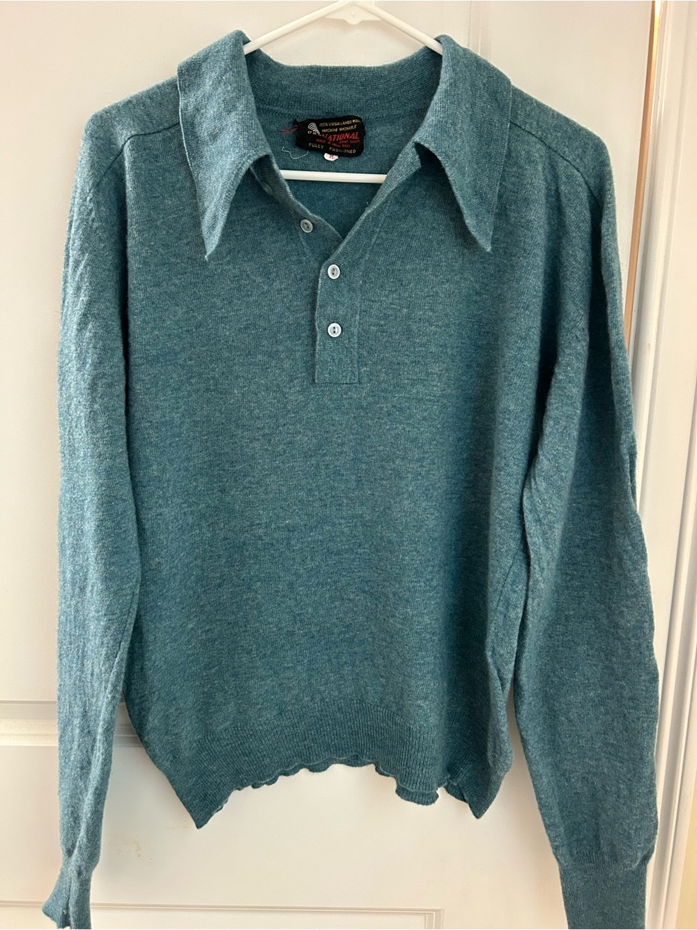 Vintage 70s wool henley sweater - medium